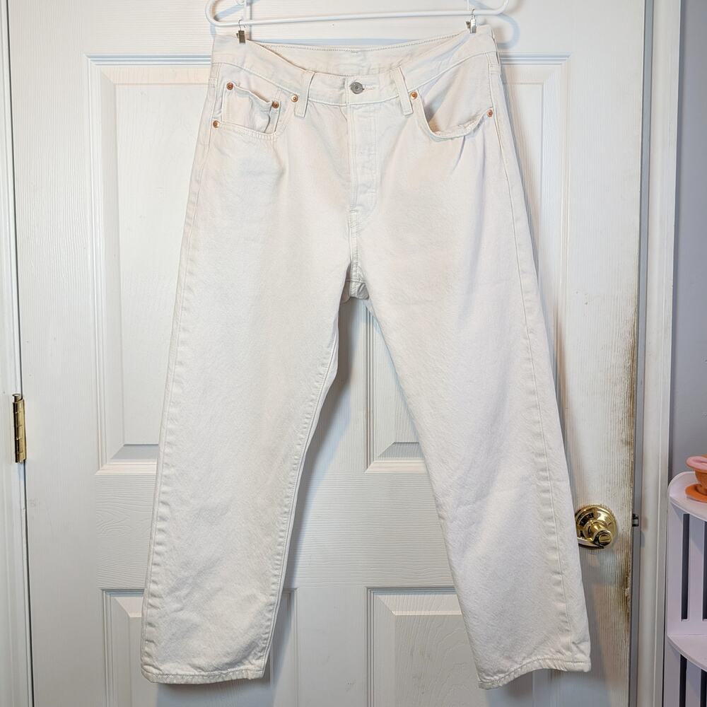 Levi's 501 Original Straight Leg Buttons Closure Fly Jeans White W31 L26